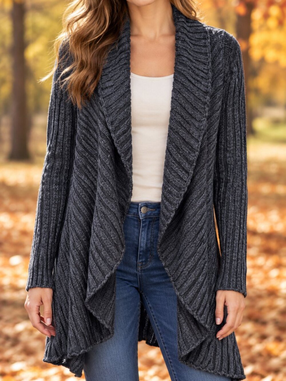APT. 9 Women’s Plus 1X Blue Knit Open Front Cardigan Sweater Long Sleeve